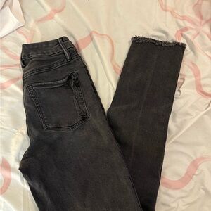 Good American Charcoal Frayed Hem Jeans